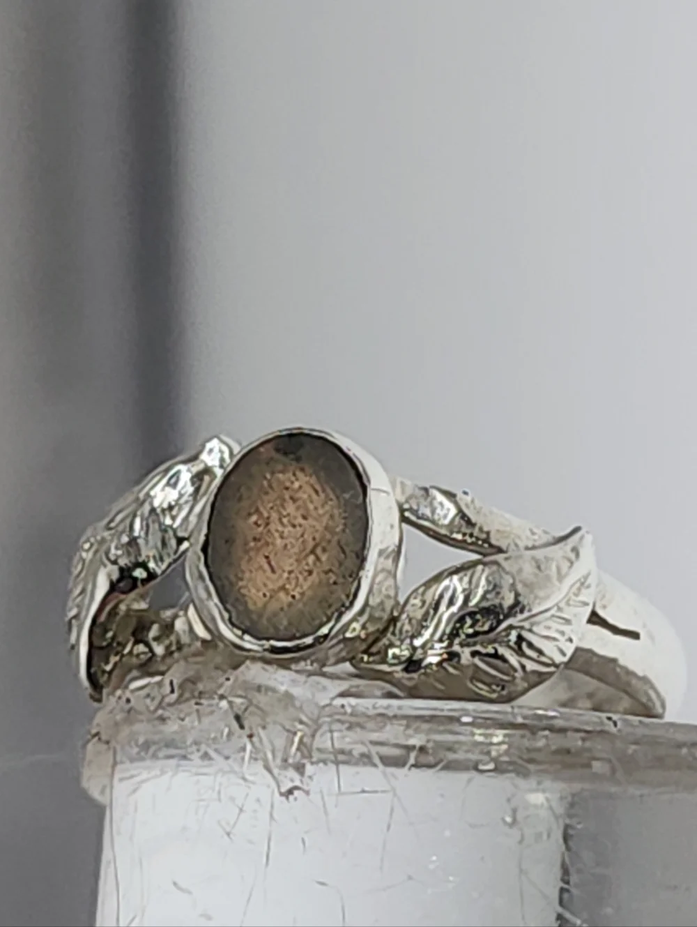 LABRADORITE RING HANDMADE WITH STERLING SILVER RECYCLED METAL SZ 7